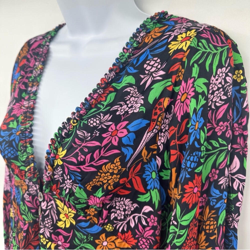 Farm Rio Tropical Garden Lenzing™ Ecovero™ Viscose Midi Dress Small New FLAWED - Picture 7 of 16